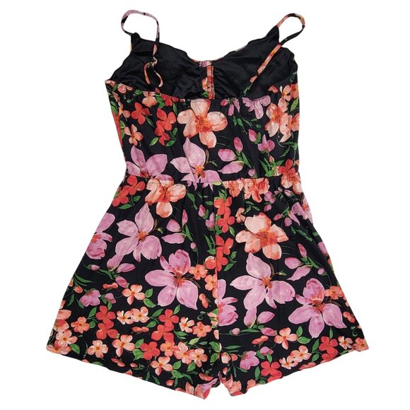 White Birch Tank Romper Shorts Black Multicolor Polyester Spandex Womens XL - Picture 2 of 8